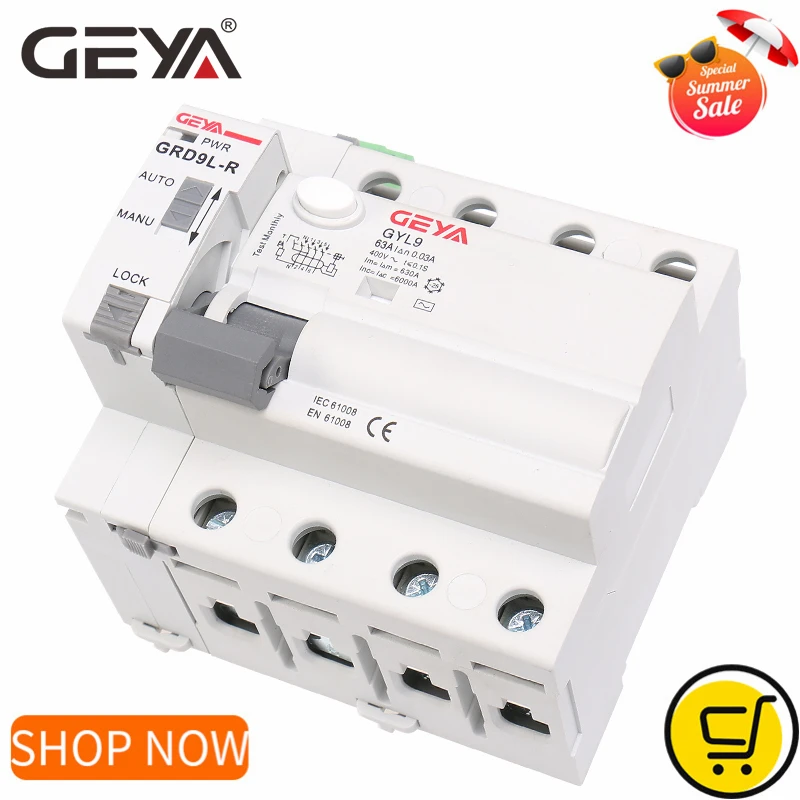 GEYA GRD9L 4 полюсный автоматический RCCB АПВ выключателей повторного включения