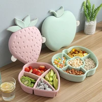 wheat straw creative plastic candy plate with cover living room fruit melon seed compartment dry fruit box