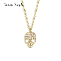green purple real 925 sterling silver hip hop rock skull pendant for women link chain necklace zirconia fine jewelry gift