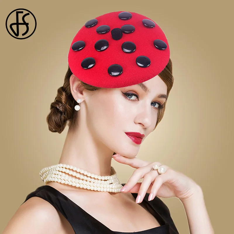 FS 100% шерсть фетровые шляпы для женщин вуалетки Свадебная Шляпа Fedora Винтаж Черный