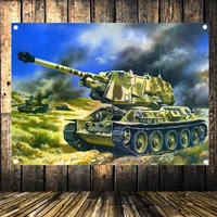 military art poster tank armored vehicle ww2 war weapon banner wall art hanging painting flag tapestry canvas print stickers