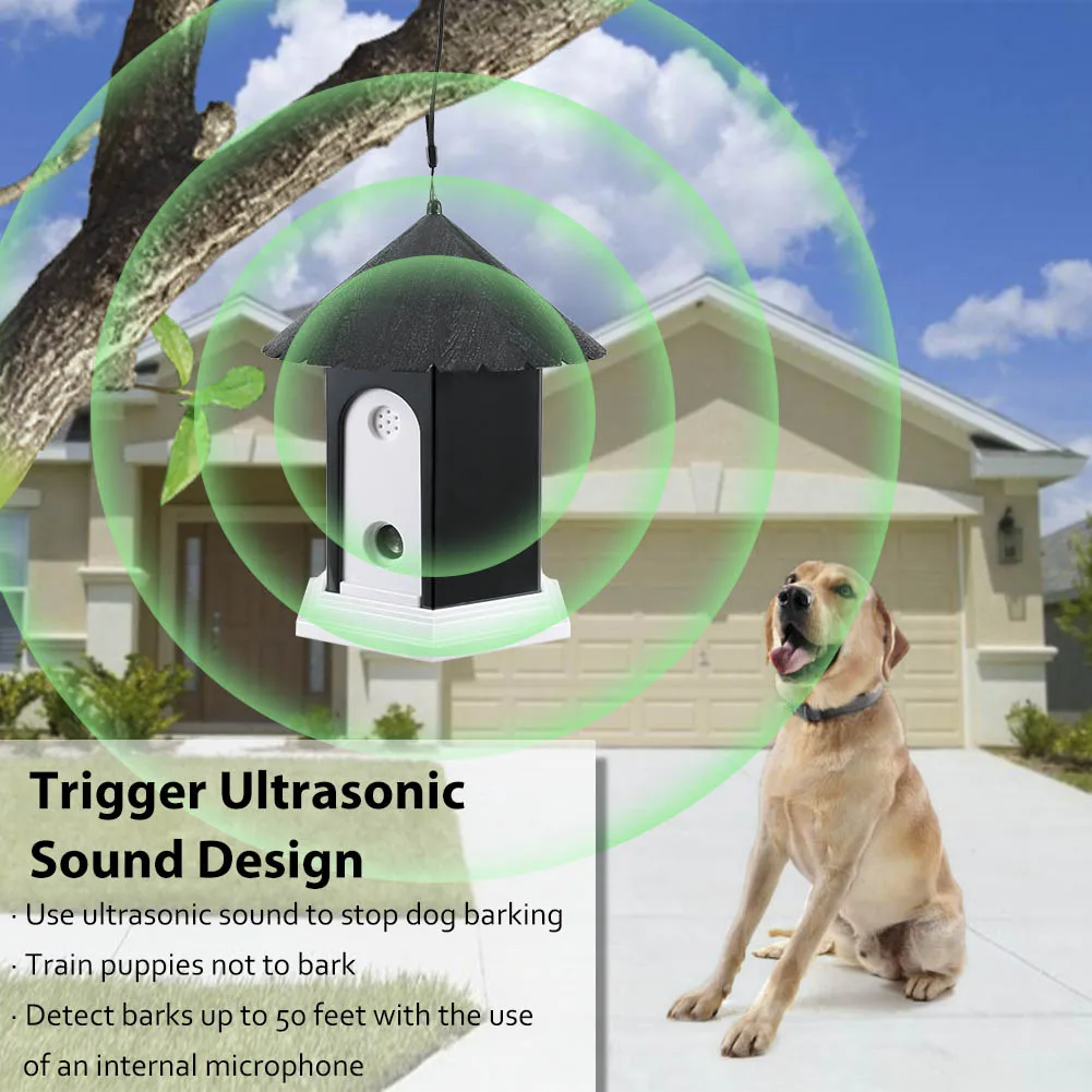 

Pet Dog Ultrasonic Anti Barking Stop Bark Birdhouse Shape Outdoor Waterproof Dogs Training Repeller Control Tool Device