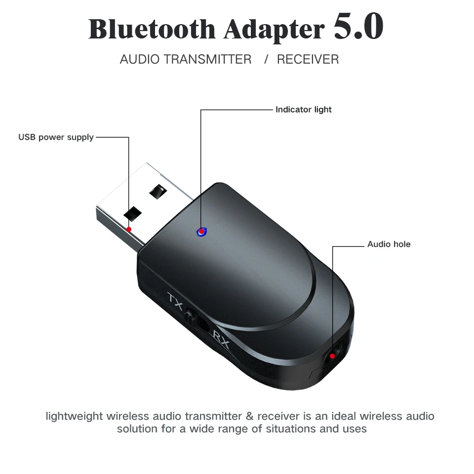 TebeUSB Bluetooth 5 0 аудио приемник передатчик 3 в 1 Беспроводной мм Aux стерео адаптер для