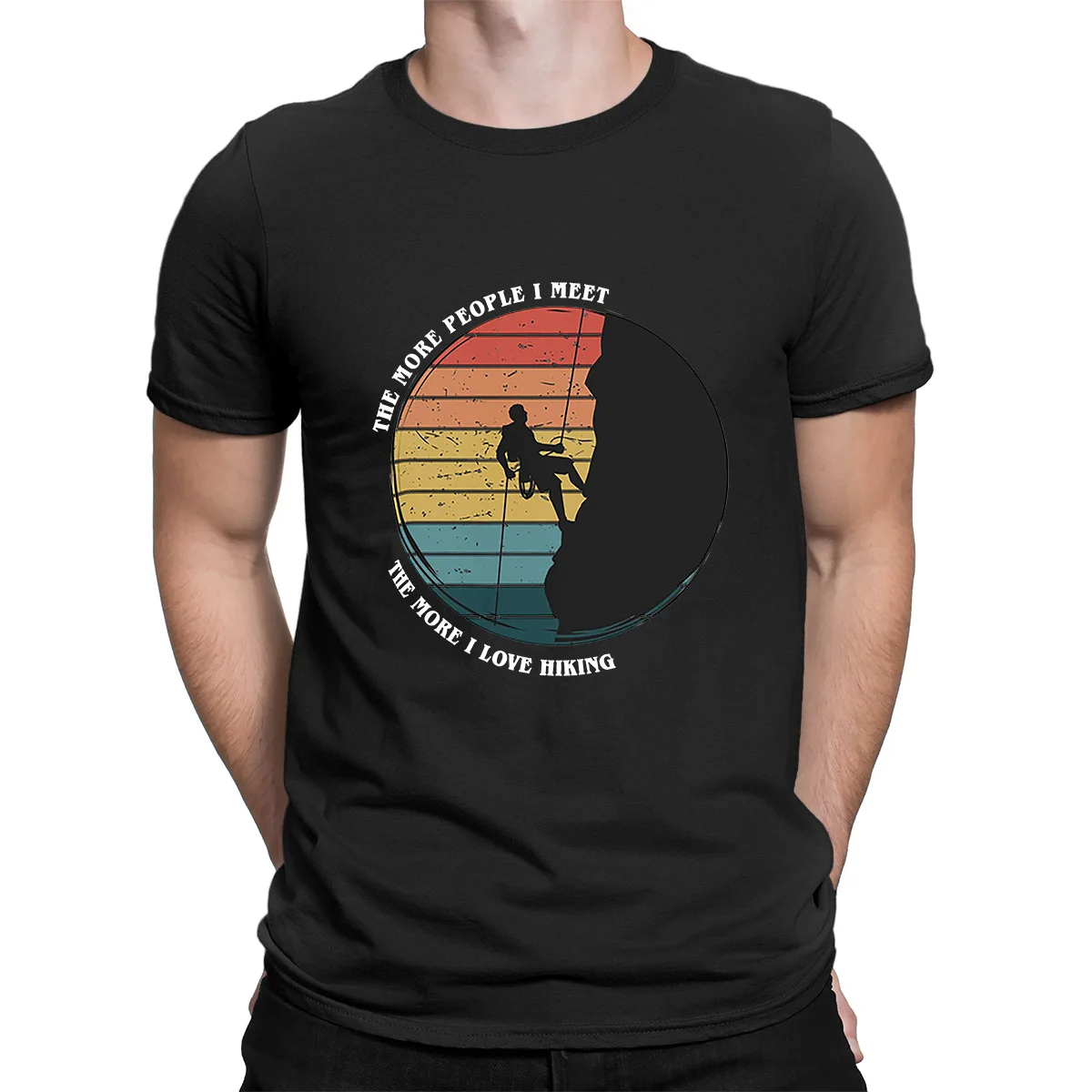 

2021 hot streetwear shirt Oversized t shirt Funny Cotton tee top THE MORE PEOPLE I MEET THE MORE I LOVE HIKING short sleeve tee