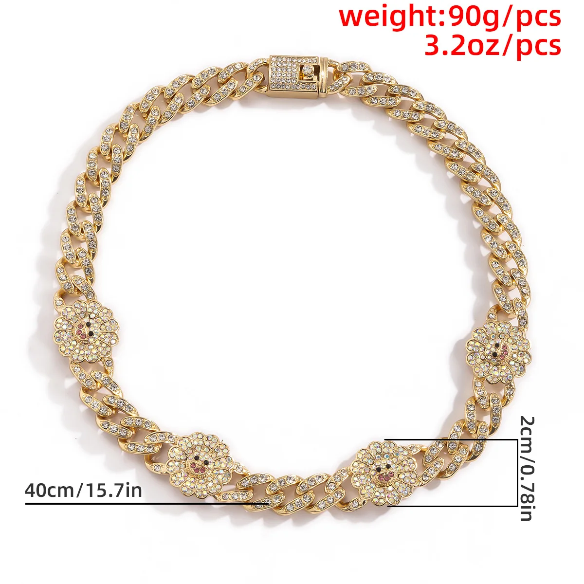 

CARERJEW Jewelry Retro Micro Inlaid Diamond Sunflower Necklace Fashion Simple Cuban Clasp Clavicle Neck Chain for Women Luxury