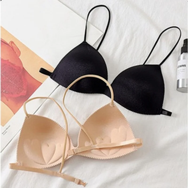 

HIkigawa Sexy Push Up Bra Solid Black/Apricot Underwear Women Fashion Thin Strap Bralette Lingerie Female Sexy Gathered Bras