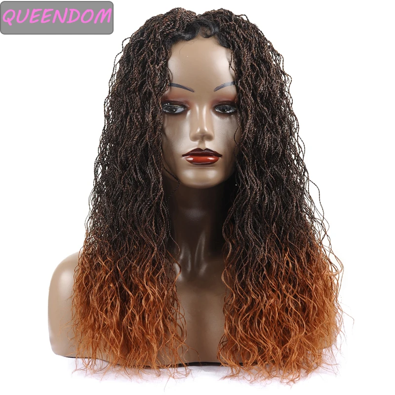 30Inch Ombre Braided Wigs Senegalese Twist Braided Lace Front Wig Heat Resistant Long Synthetic Wavy Braid Wig for Black Women