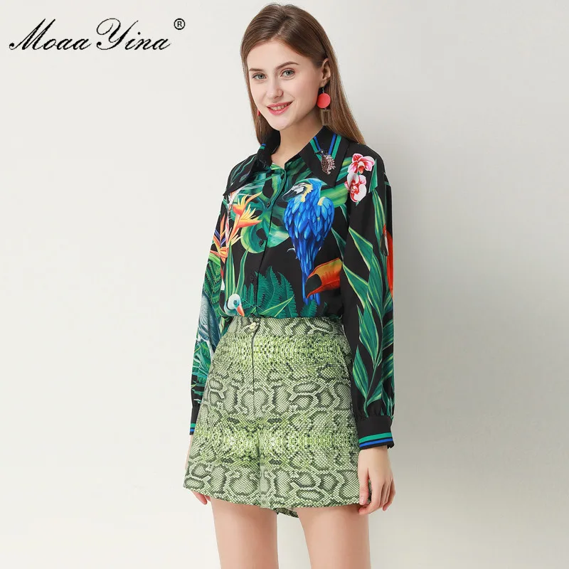 Женский Дизайнерский Костюм MoaaYina комплект из двух предметов рубашка с длинным