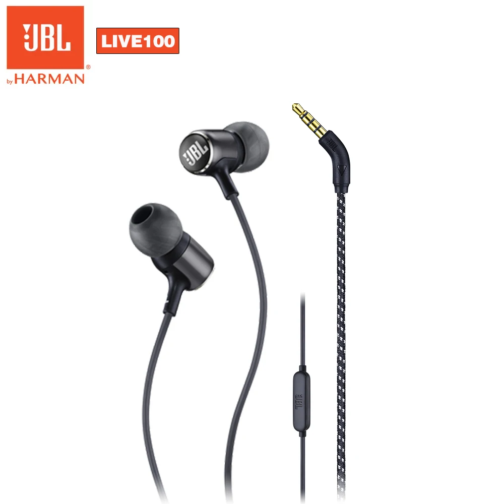 

Проводные наушники-вкладыши JBL LIVE, 100 оригинальные, 3,5 мм, с микрофоном, Спортивная стереогарнитура с глубокими басами, наушники с громкой свя...