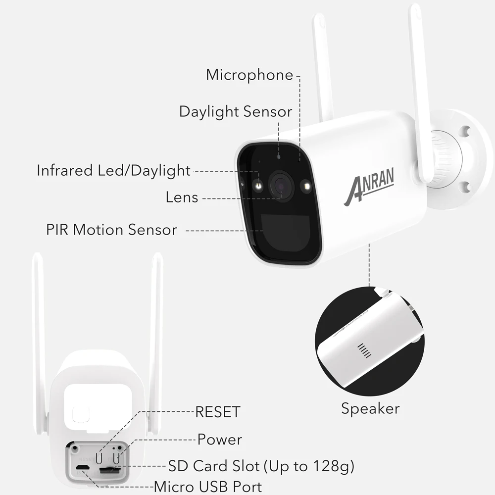 IP-камера ANRAN беспроводная 1296P Wi-Fi водонепроницаемая | Безопасность и защита