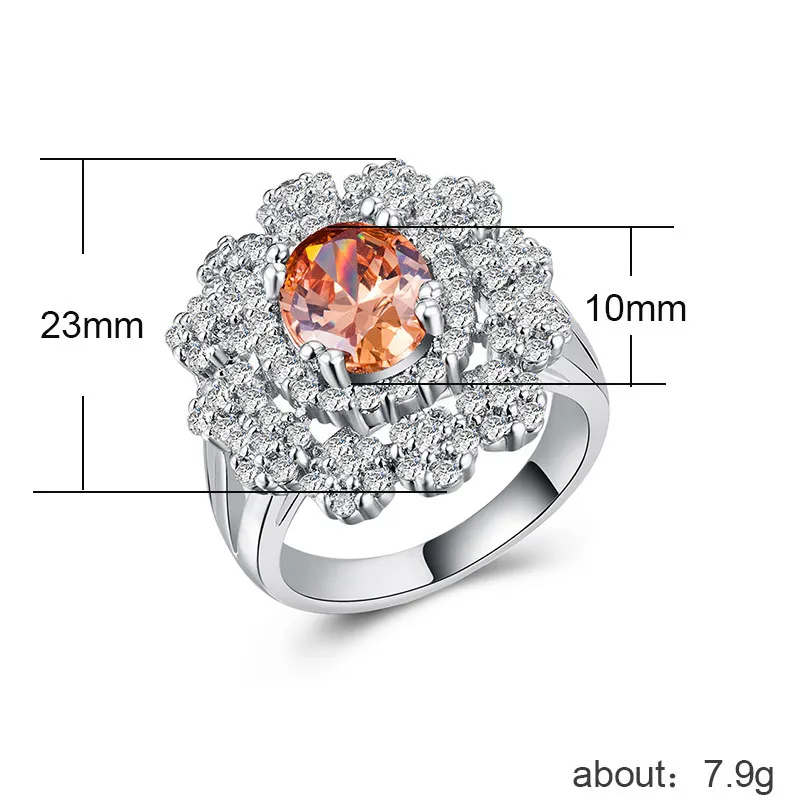 Bague Ringen женское 925 пробы Серебряное кольцо Wtih 10 мм Большой цитрин драгоценный камень серебряные ювелирные изделия для помолвки женские подарки Размер 6-10