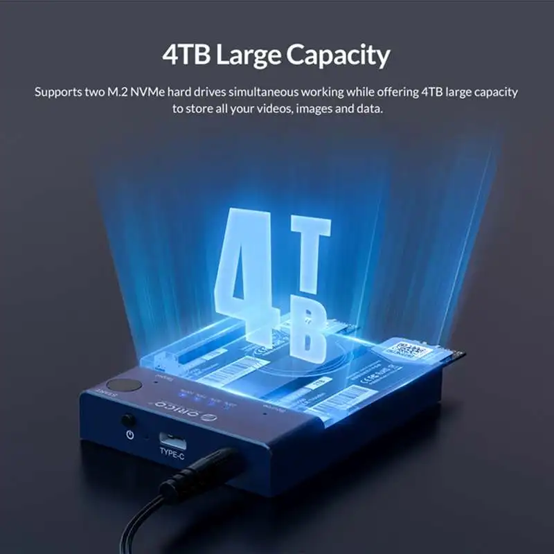 ORICO NVMe M.2 SSD Duplicator Offline Clone USB3.1 Type-C 10Gbps HDD Dock Large Capacity 4TB SSD Hard Drive Reader SSD Enclosure