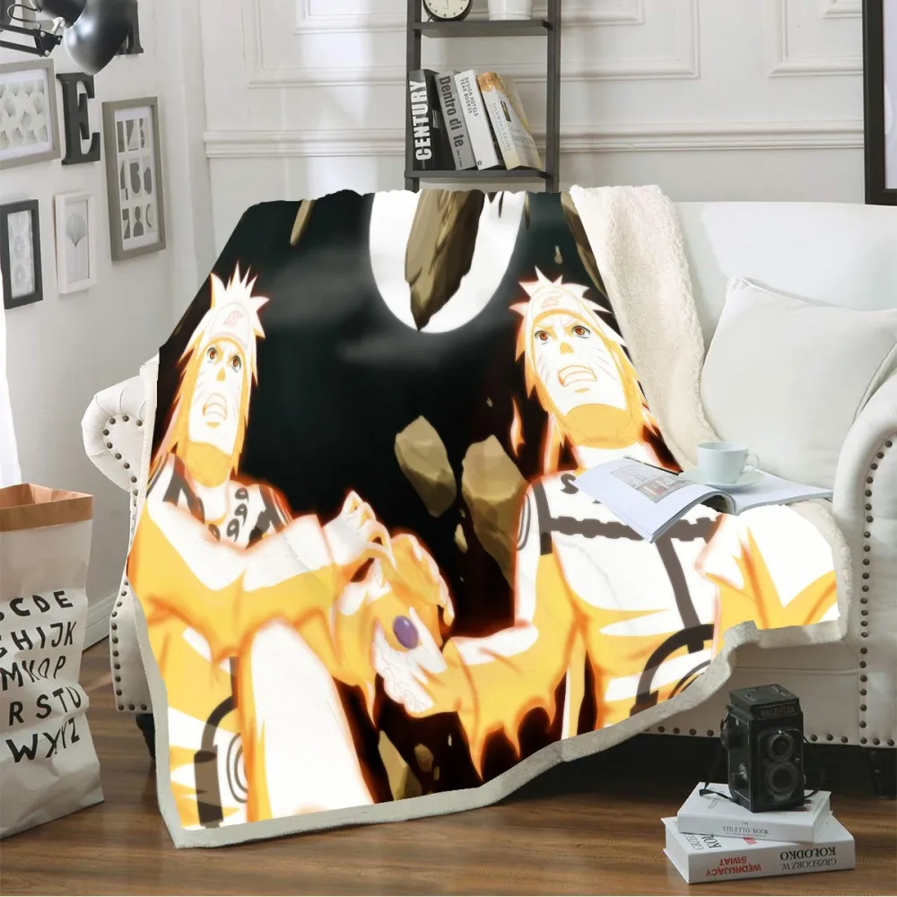Одеяло из шерпы с 3D принтом аниме Наруто покрывало для кушетки постельное белье
