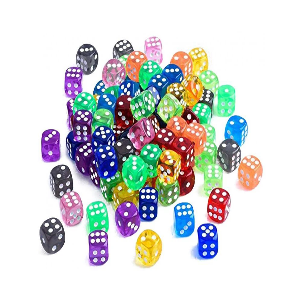 

10 Pcs/batch dice set 8 colors high-quality acrylic 6-sided transparent dice suitable for club/party/family games 16 mm