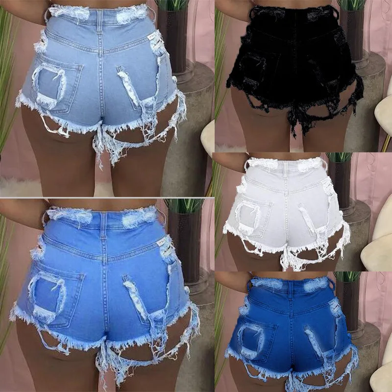 

Women's Slim Tassel ripped Hole Sexy Denim Shorts Fashion Casual Summer Cool Black Denim Shorts High Waist Plus Size Sexy Shorts