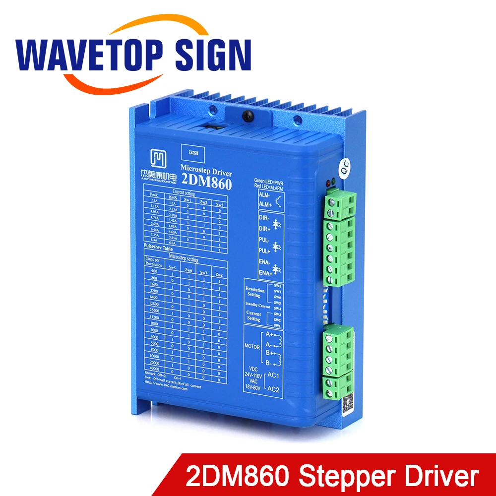 

Драйвер шагового двигателя WaveTopSign, 2-фазный, 2DM860H 2DM860, 18-80 В переменного тока, 2,1-8,4 для лазерной резки и гравировальной машины Co2