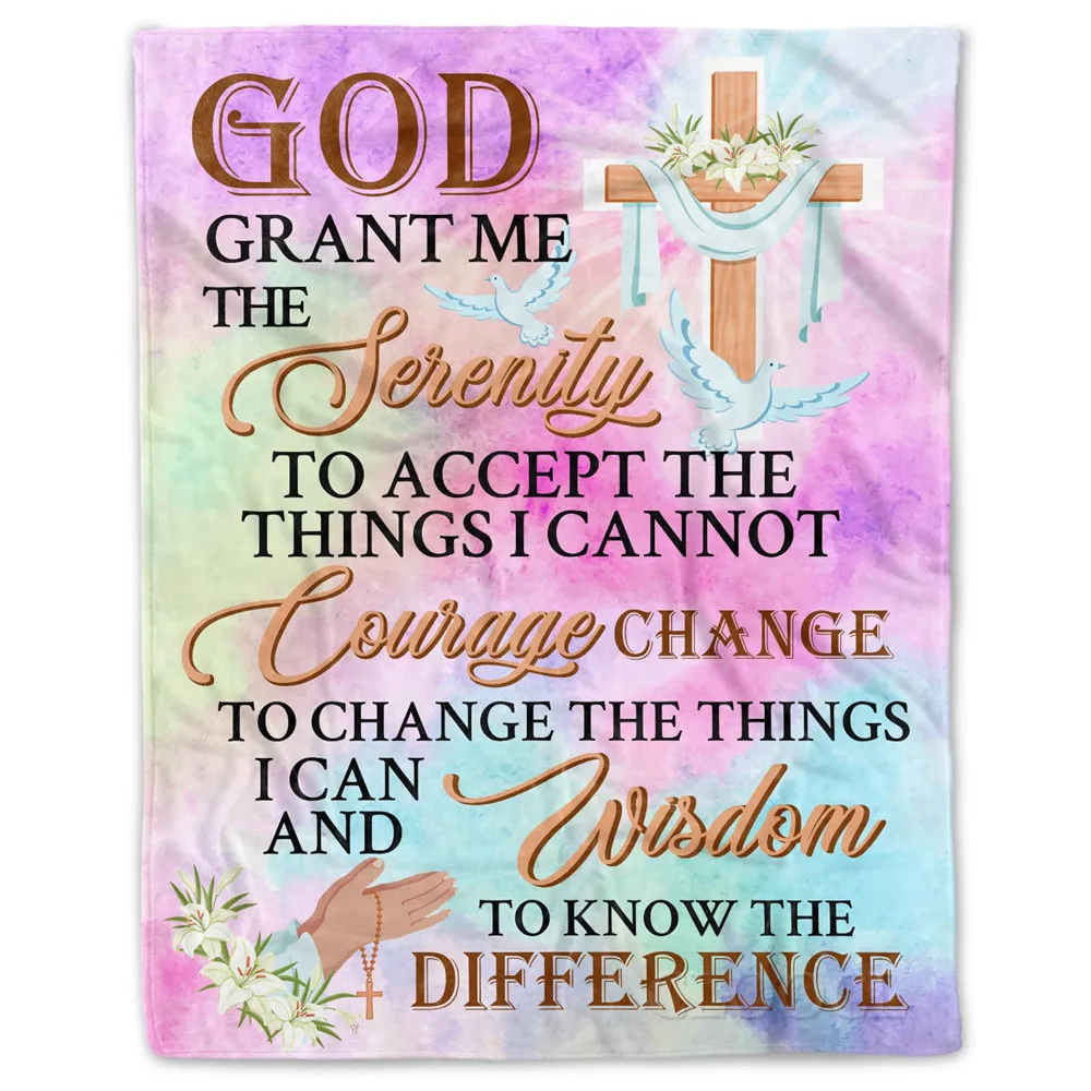 

CLOOCL Christian Flannel Blankets 3D Graphic God Grant Me the Serenity Blanket Keep Warm Plush Quilts For Beds Car Sofa