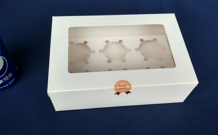 

30pcs 24*15.5*7.5cm 6 grid Packaging White cardboard Paper Muffin window Box For Candy\Cake\Dessert \party Packing boxes