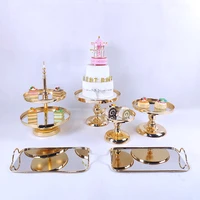 1pc wedding cake stand set gold mirror metal cupcake beautiful tray dessert display decoration tools
