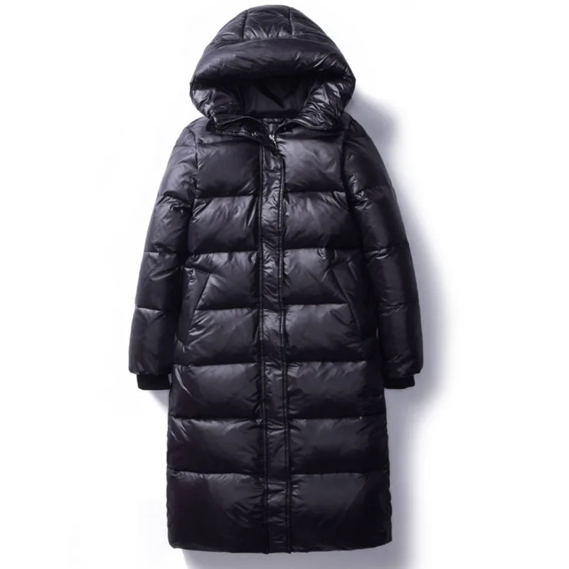 

Winter Korean Style Cotton-padded Jacket Women Mid-length Over-knee Slim Smooth Surface Black Ukraine Parka Manteau Femme Hiver