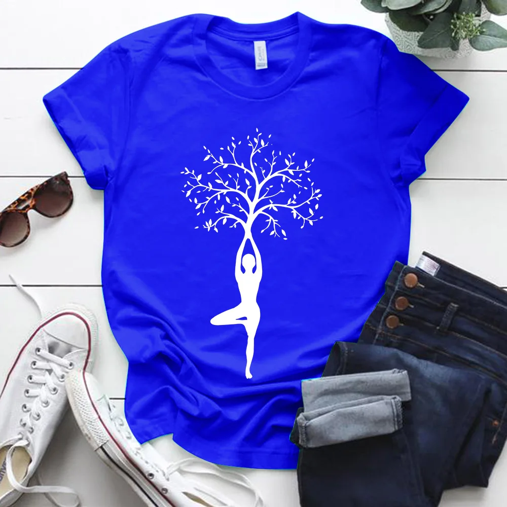 

Женские футболки с коротким рукавом и принтом дерева, женские летние рубашки для женщин, хлопковые футболки с графическим рисунком, эстетич...