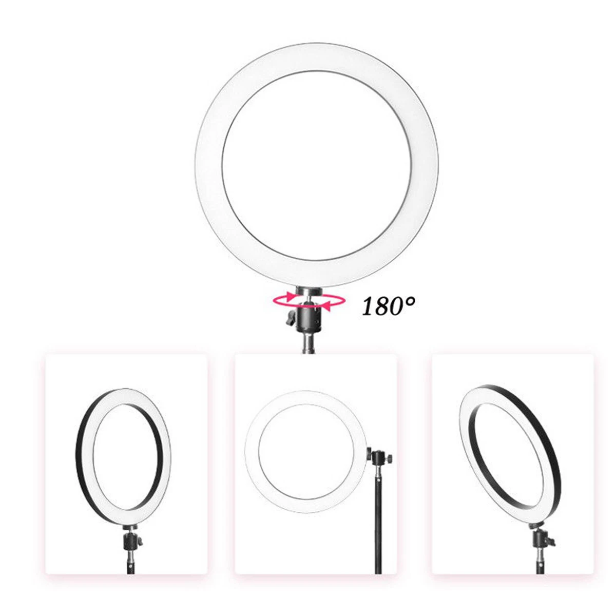 

2700k~6500k 10" 120 LED Ring Light Photo Video Live Studio Dimmable LED Light 3 Light Color With Phone Holder & Tripod Stand
