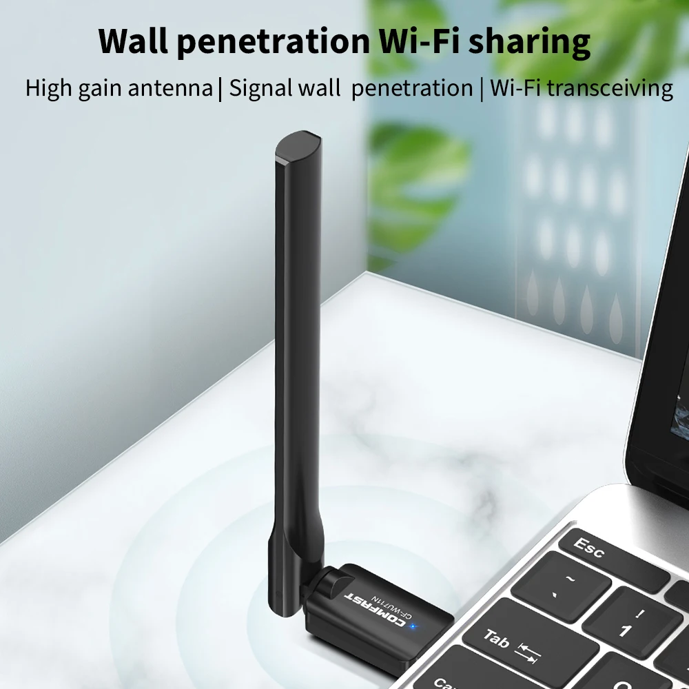 

WiFi Receiver Transmitter 300Mbps Signal Enhancement Faster Internet Access Speed Compatible With Multi-system External Antennas