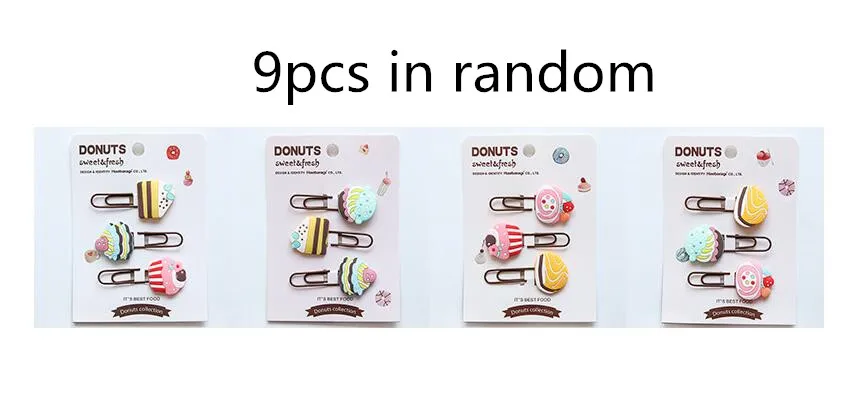 9pcs in random Новинка 9 шт./партия Kawaii в винтажном стиле с помадой парфюм Кот металлический силиконовый бумажный зажим декоративные закладки подарок школьные офисные канцелярские принадлежности - Цвет: 9pcs in random