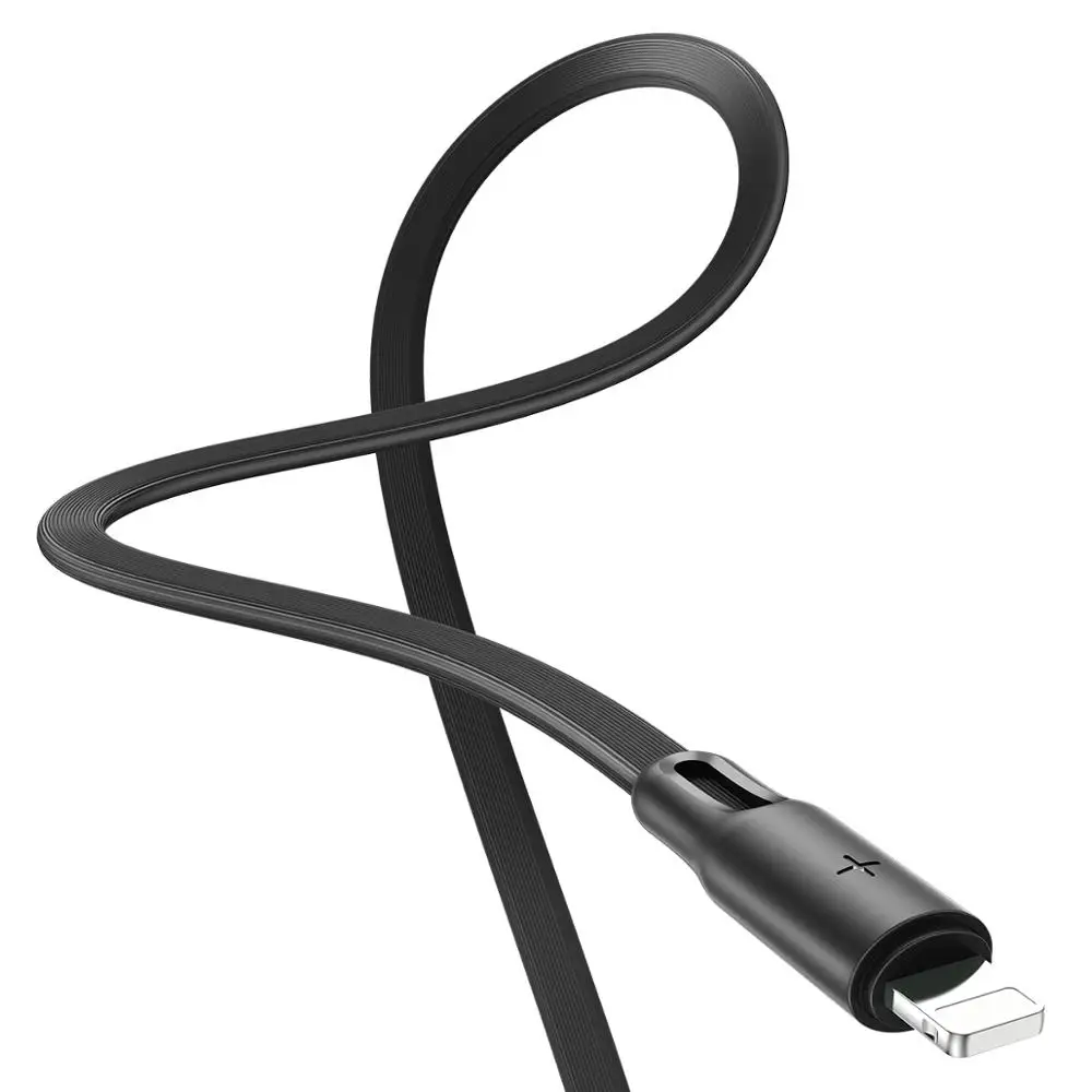 Black ROCK 2.4A USB кабель для iPhone X XS MAX XR 7 8 plus Быстрая зарядка синхронизации плоские кабели мобильный провод для зарядного устройства данных - Цвет: Black
