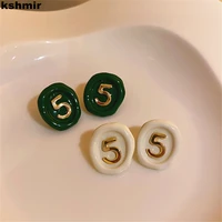 korean green letter earring 2021 fashionable retro style design earrings for womens small earrings birthday party