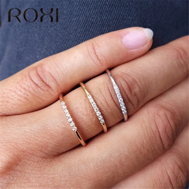 ROXI Micro Pave циркониевые кристаллические кольца для женщин классические