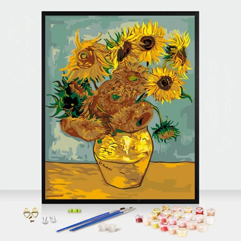 Цветок DIY картина по номерам Настенный декор ручной работы Холст Картина маслом