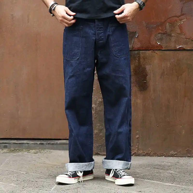 

1917 Retro Bronson US Navy Pants WWI Uniform White Listed Jeans Selvedge Denim