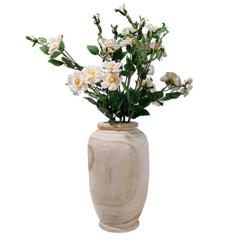 

Large Wooden Vase Decoration Living Room Table Solid Wood Ware Flower Bottle Ornament Home Decoration