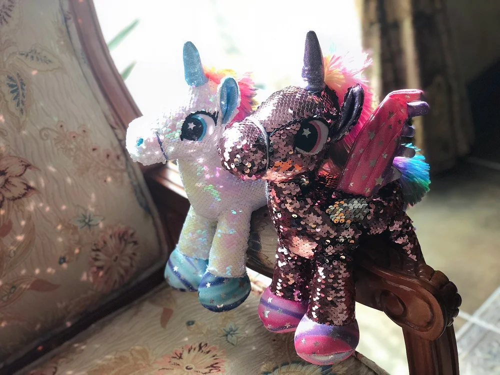 Флип с блестками Единорог 28 см Блестящий набитый единорог плюшевые игрушки