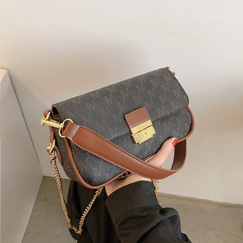 

Luxury Letters Printing Baguette Shoulder Bags For Women Designer Brand Chain Crossbody Bags Luxury Laides Purses And Handbags
