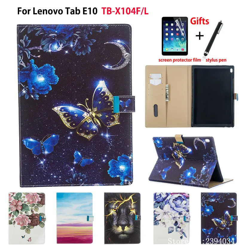 Чехол для планшета Lenovo Tab E10 10 1 Funda TB X104F X104L Модный чехол книжка с бабочкой