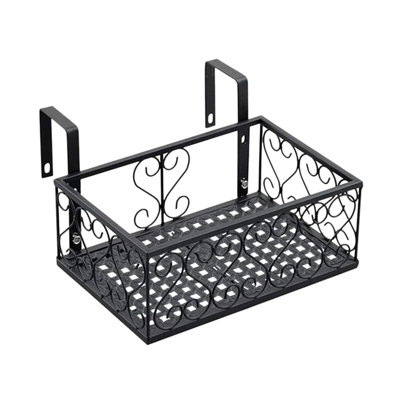 

Hanging Railing Planter Iron Railing Basket Balcony Flower Pot Holder Shelf Fence Basket for Patio Porch and Fence