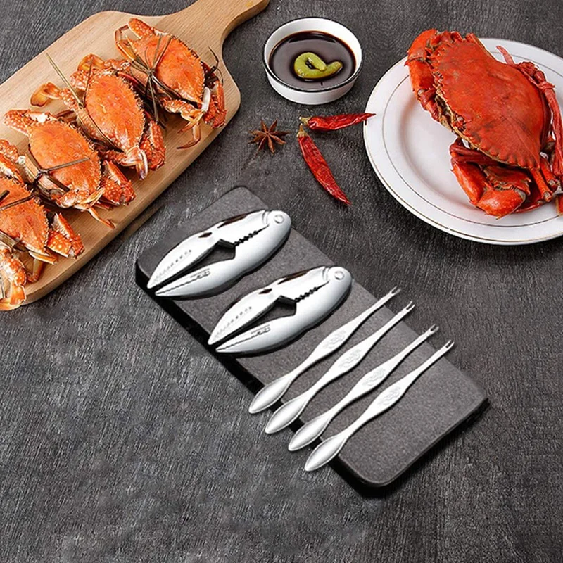 

Crab Crackers and Tools, Seafood Shellers Lobster Tools with Crab Lobster Leg Forks Set (6 Pack)