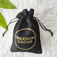 50 100pcs jute black linen jewelry pouches custom personalized gold logo packaging drawstring gift bag wedding party favor
