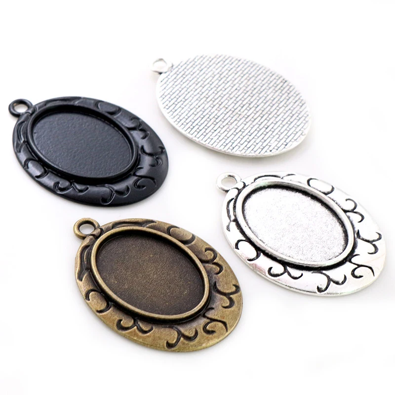 

5pcs 18x25mm Inner Size 3 Colors Fashion Style Cameo Cabochon Base Setting Charms Pendant necklace findings