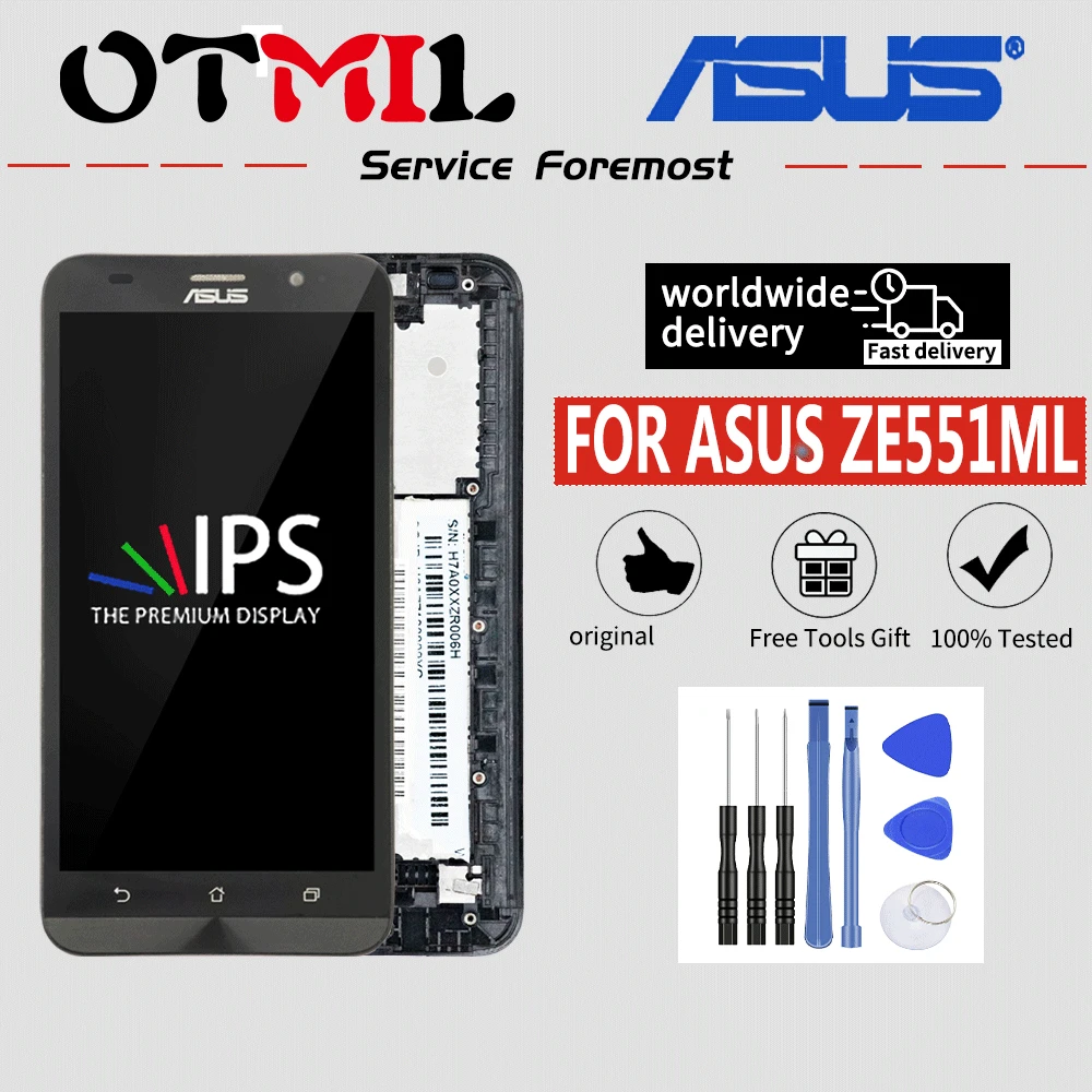 OTMIL 5 &quotОригинальный ЖК дисплей для ASUS Zenfone 2 ZE551ML сенсорный экран дигитайзер Рамка
