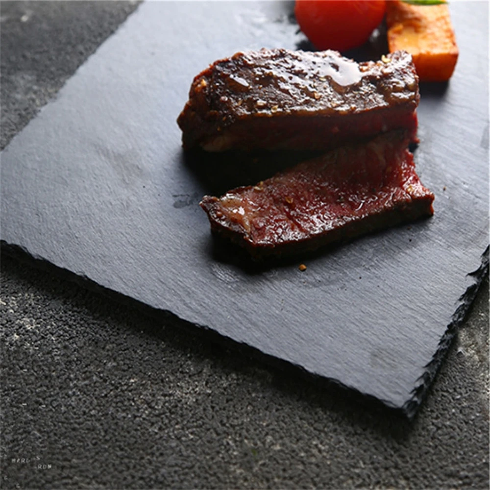 Каменная тарелка черный сланец стейк для суши Западный натуральный твердый