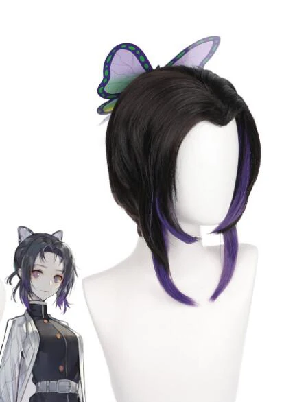 

Kochou Shinobu Wig With Headwear Cosplay Costume Demon Slayer Kimetsu no Yaiba Heat Resistant Synthetic Hair Women Wigs