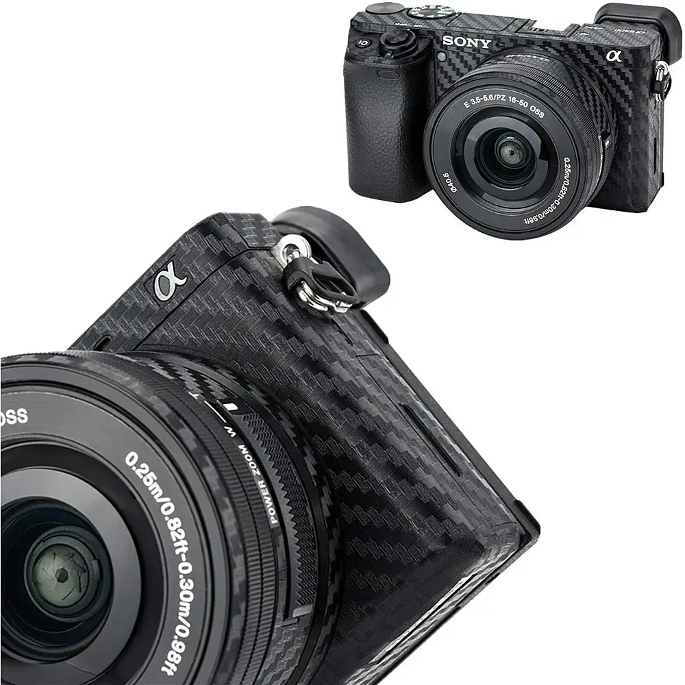 Корпус камеры и объектив из углеродного волокна пленка Комплект для Sony A6300 A6400 и 16-50 мм наклейки для объектива для украшения камеры s