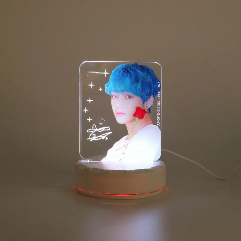color changing kpop bangtan boys led plastic acrylic lightstick night light stand picture acrylic persona model ornament figure free global shipping