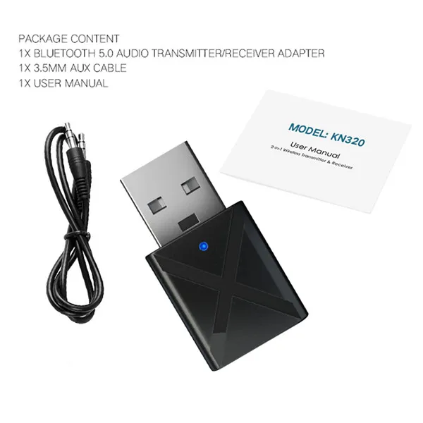 Black Bluetooth V5.0 приемник передатчики Автомобильный USB беспроводной аудио музыкальный стерео адаптер ключ для ТВ ПК bluetooth-динамика наушников - Название цвета: Black