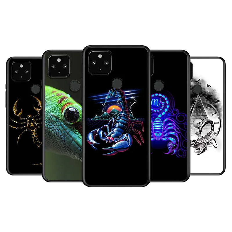 

Scorpion lizard animal Soft TPU Silicone Black Cover For Google Pixel 5 4A 5G 4 XL Phone Case