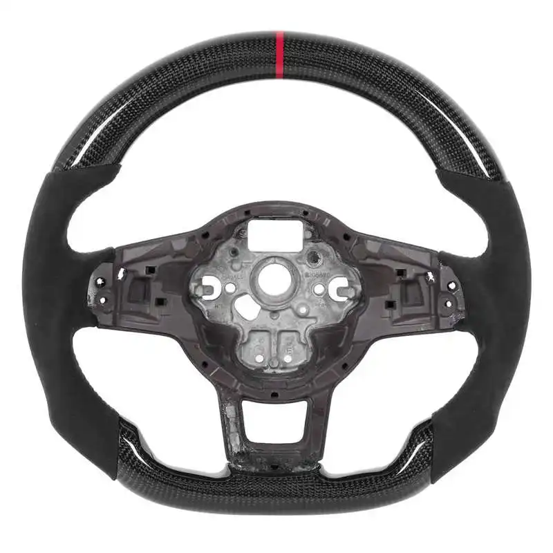

Рулевое колесо из углеродного волокна, замша, подходит для Volkswagen Golf Mk7/Mk7.5/GTD/R 2013-2020, Прошитый руль с плоским дном