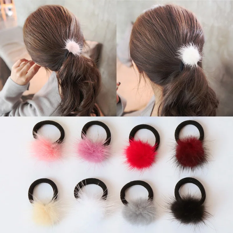 

Baby Mini Small Soft Fur Pompom Ball Children Elastic Hair Bands Tie Gripper Pom Hairball Girls Kids Hairband Hair Accessories